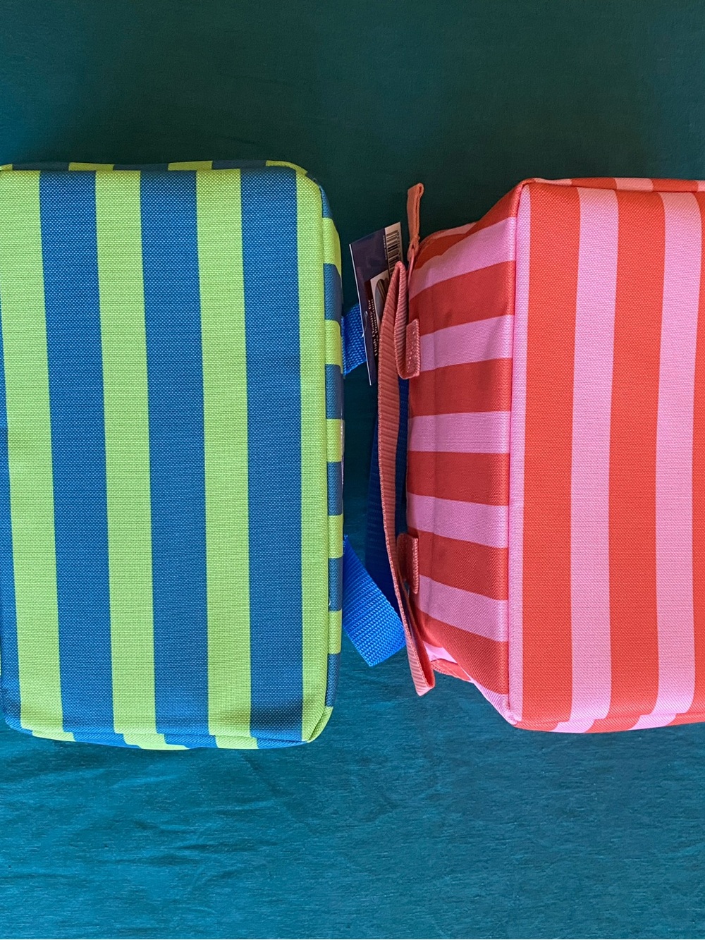 Trader Joe's Insulated Mini Bag - Coral and Blue Stripe Options - Picture 5 of 7